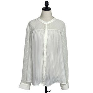 Ophelia Roe Sheer Long Sleeve Top Cream Size 2X